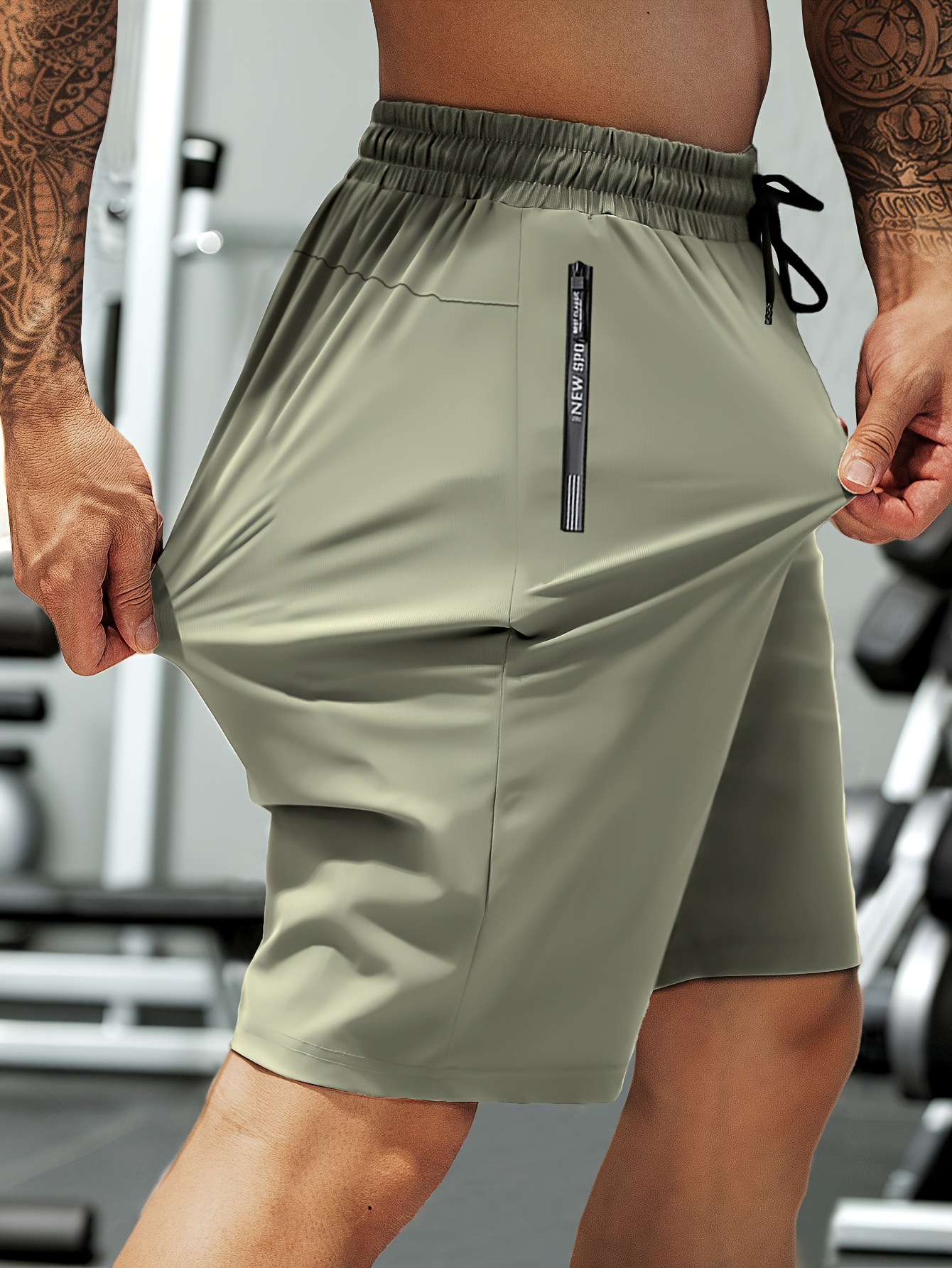 men's casual sports shorts made elastic fabric - Temu - Color : Khaki Style 1 - Size : L
