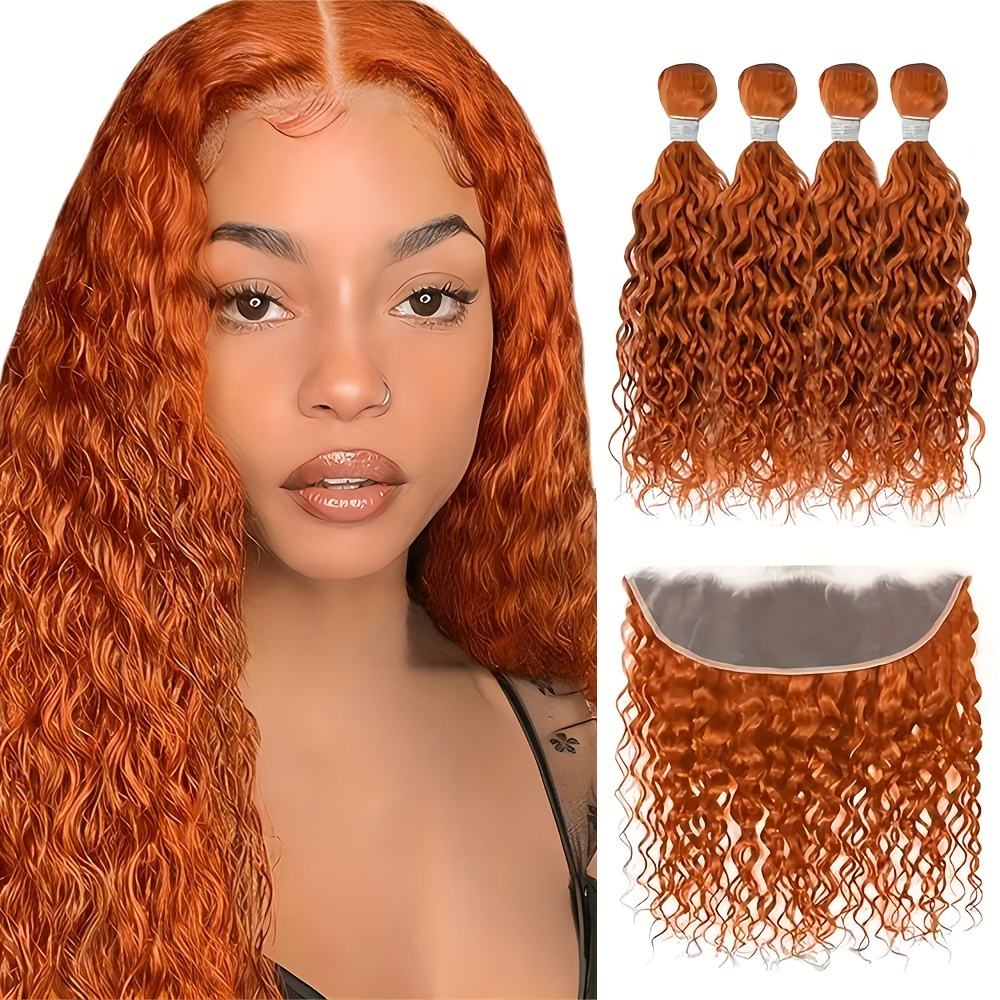 Ginger Water Wave Bundle Lace Frontal #350 Color 13x4 Lace - Temu Ireland