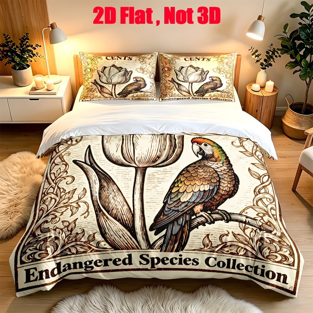item picture 2 3pcs duvet cover set vintage tulip and   with text bedding   cover set with 1 duvet cover and 1 2 pillowcases without insert great for dorm room hotel room and vacation   fathers day gift 2d flat