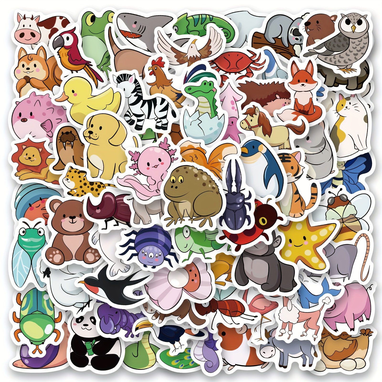 Cartoon Pet Stickers Big Eyes 100 Pcs Cute Cartoon Animal Stickers ...