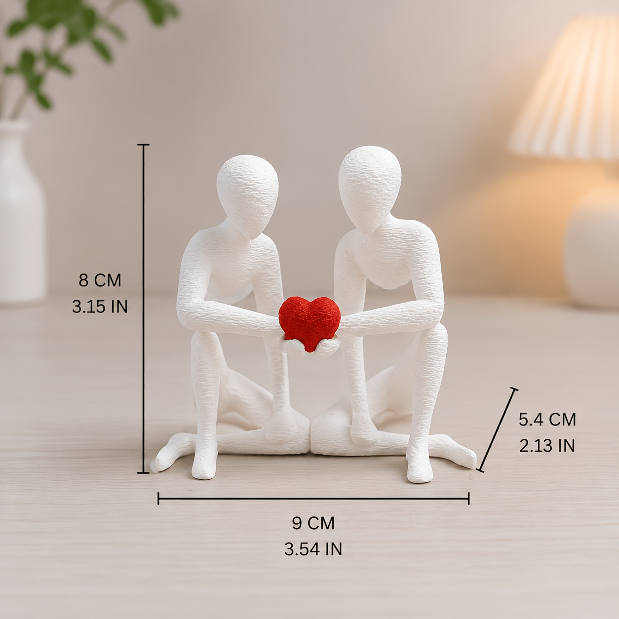 TEMU 1pc Nordic Minimalist Abstract Couple Heart Sculpture Ornament 3d Printed Embracing Figures Modern Easy Home Desktop Decoration Bedroom Living