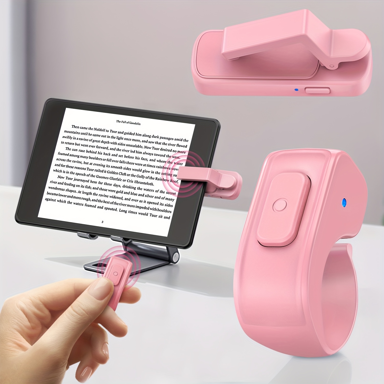 Mando A Distancia Para Pasar Páginas En EBooks - Universal, RF, Compatible Con Kindle, IPad, Tablets, Rosa