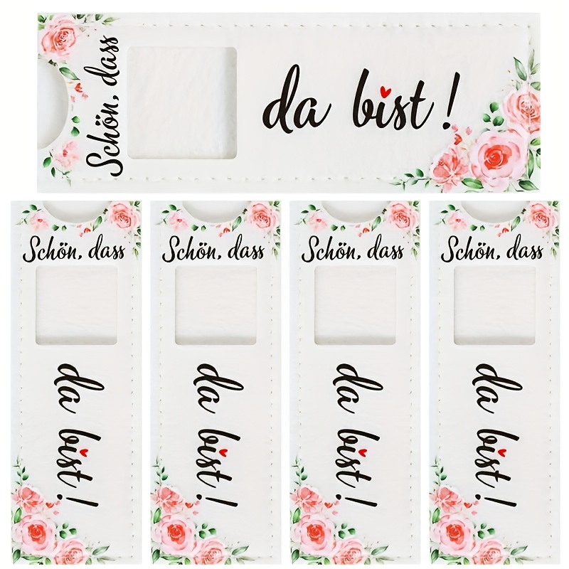 E-shop 5 Stück deutsche "Schön, dass du da bist" bedruckte Filz-Geschenktaschen, geeignet für Hochzeiten, Blumenmuster Filz--Geschenkverpackung