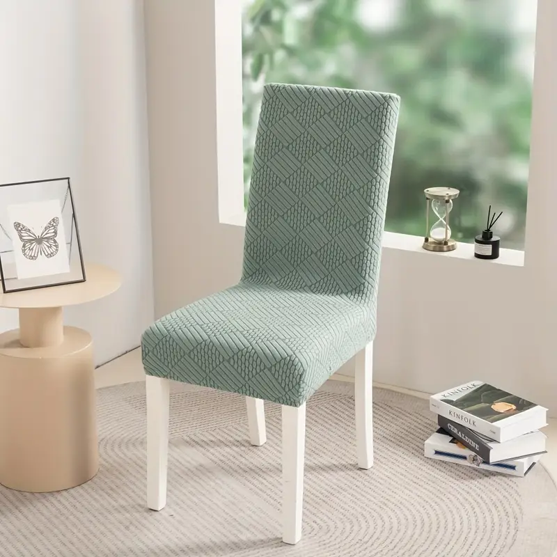 4/6 stück einfarbige fleece jacquard elastische stuhlhüllen