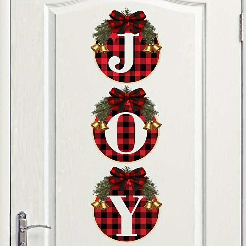 TEMU 3pcs Set: Rustic Christmas Wreath & Sign - Front Door, Garage, And Wall Decor | Indoor/outdoor Ornaments, Christmas Decor