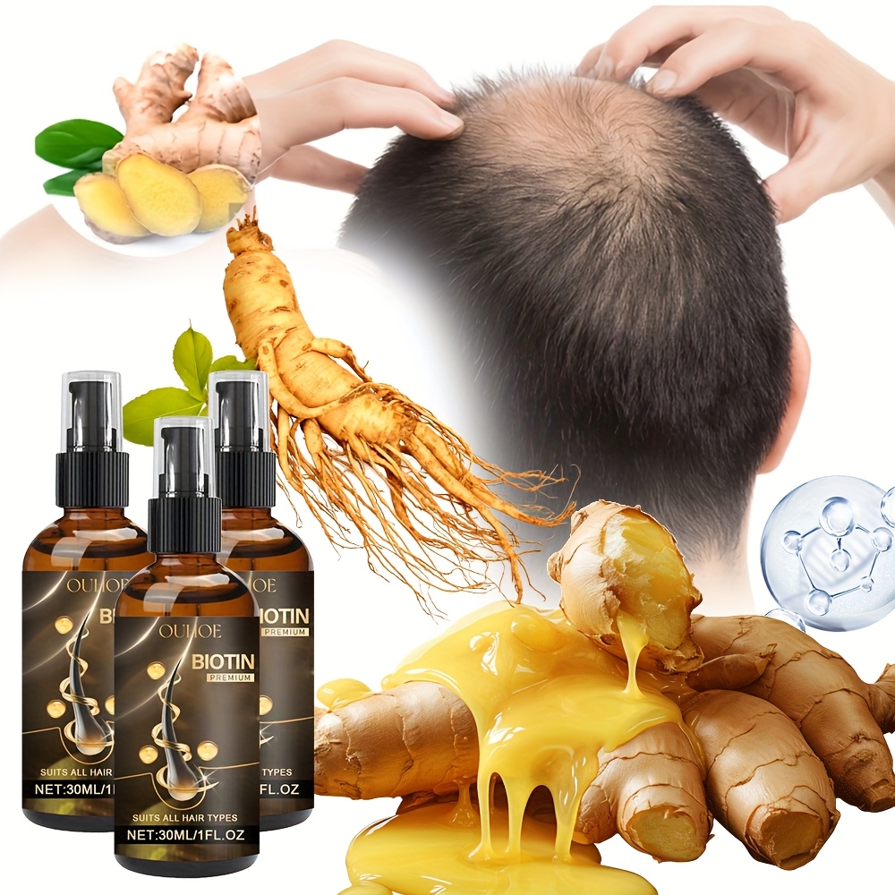 TEMU 3pcs [biotin Hair ] 1.oz Biotin Hair Spray | Contains Biotin, Ginger, Ginseng Men And Women With Dry And Damaged Hair Hair Scalp Massage Care Essential Oil Thicker