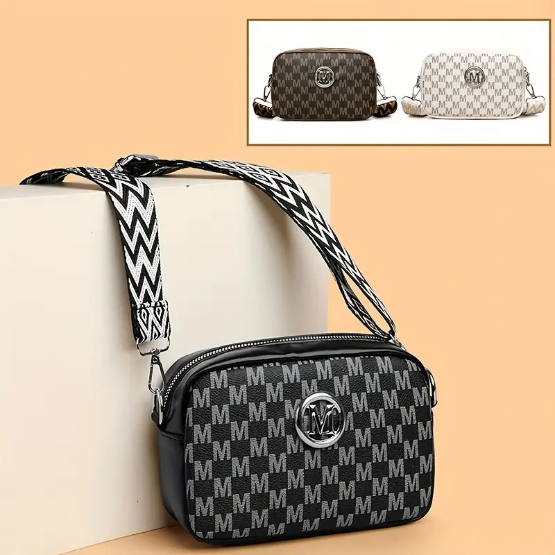 perfect lily mini crossbody bag black white check pattern adjustable strap zip closure lightweight multi use shoulder tote bag for everyday pattern bag zippered closure small purse details 4