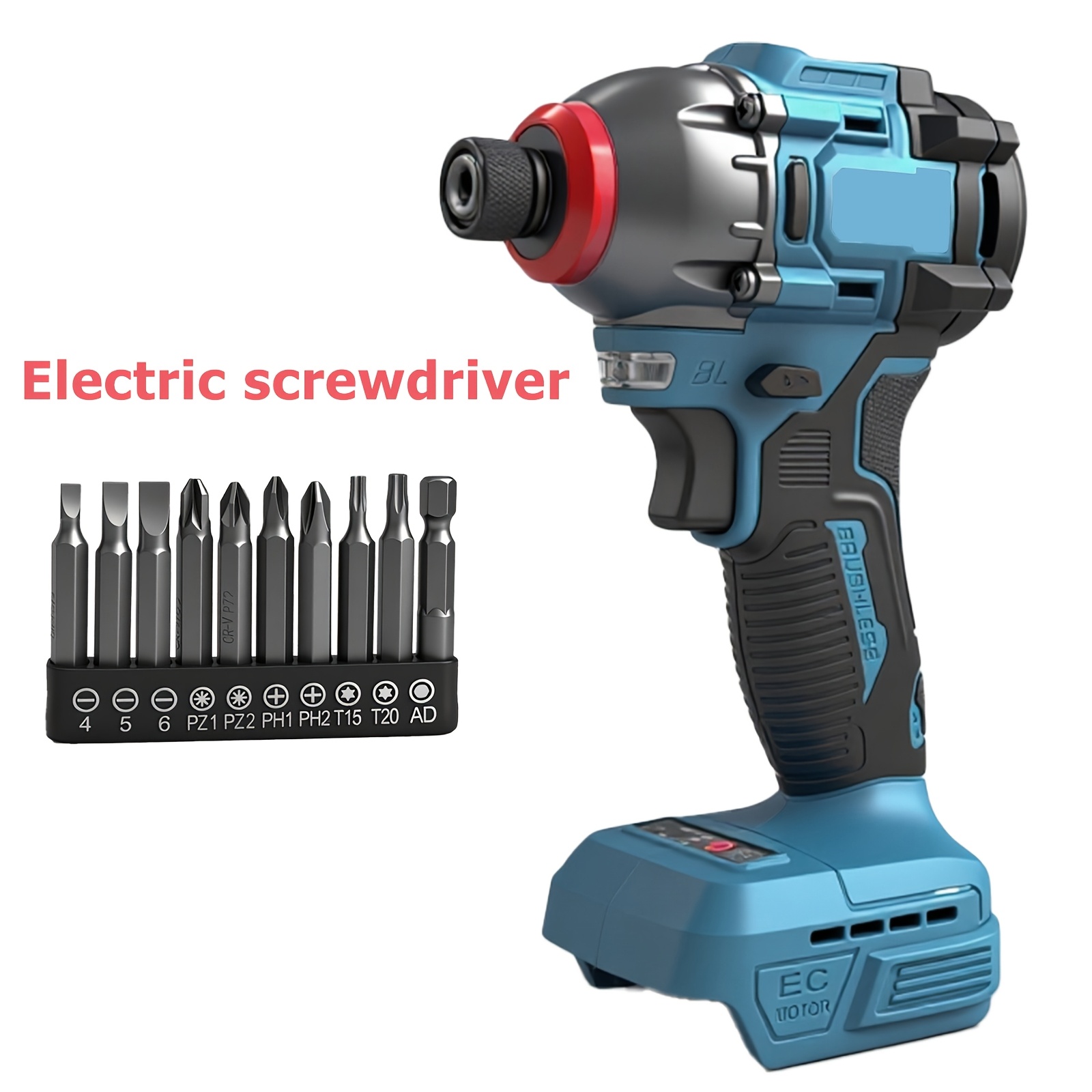 Image of Electric Screwdriver Set (battery Not Included), Cordless Impact Driver Kit With 9 Variable Speed And Led Light, Brushless Motor Cordless Screwdriver, Household And Repair Tool Set