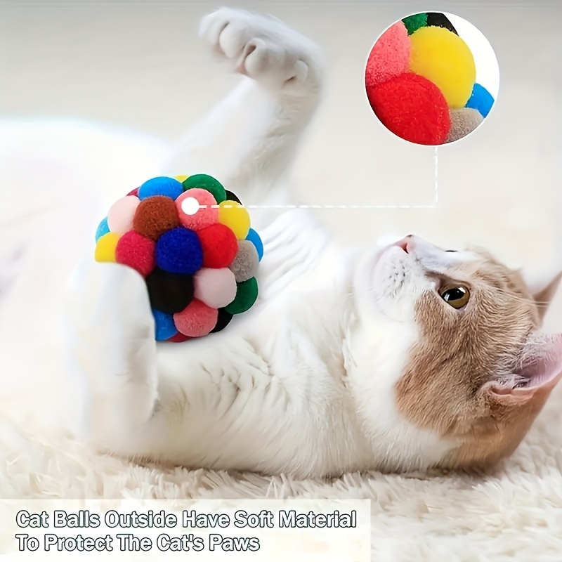 2pcs 5pcs cat ball toy pet elastic   self amusement   teething toy for indoor cats and kittens random color without battery Product details 3