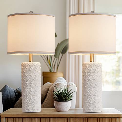 27 white modern set of 2 farmhouse bedside lamps for living room 3 color temperature rustic table lamps for bedroom night stands dorm office home decor bulb included