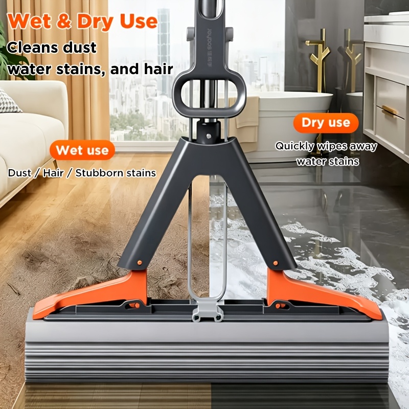long handle no hand wash wet and dry mop dust mop thickened stainless steel   removes stains dust pet hair perfect for kitchen bathroom living room dorms and office must have household cleaning tool for mothers day 0