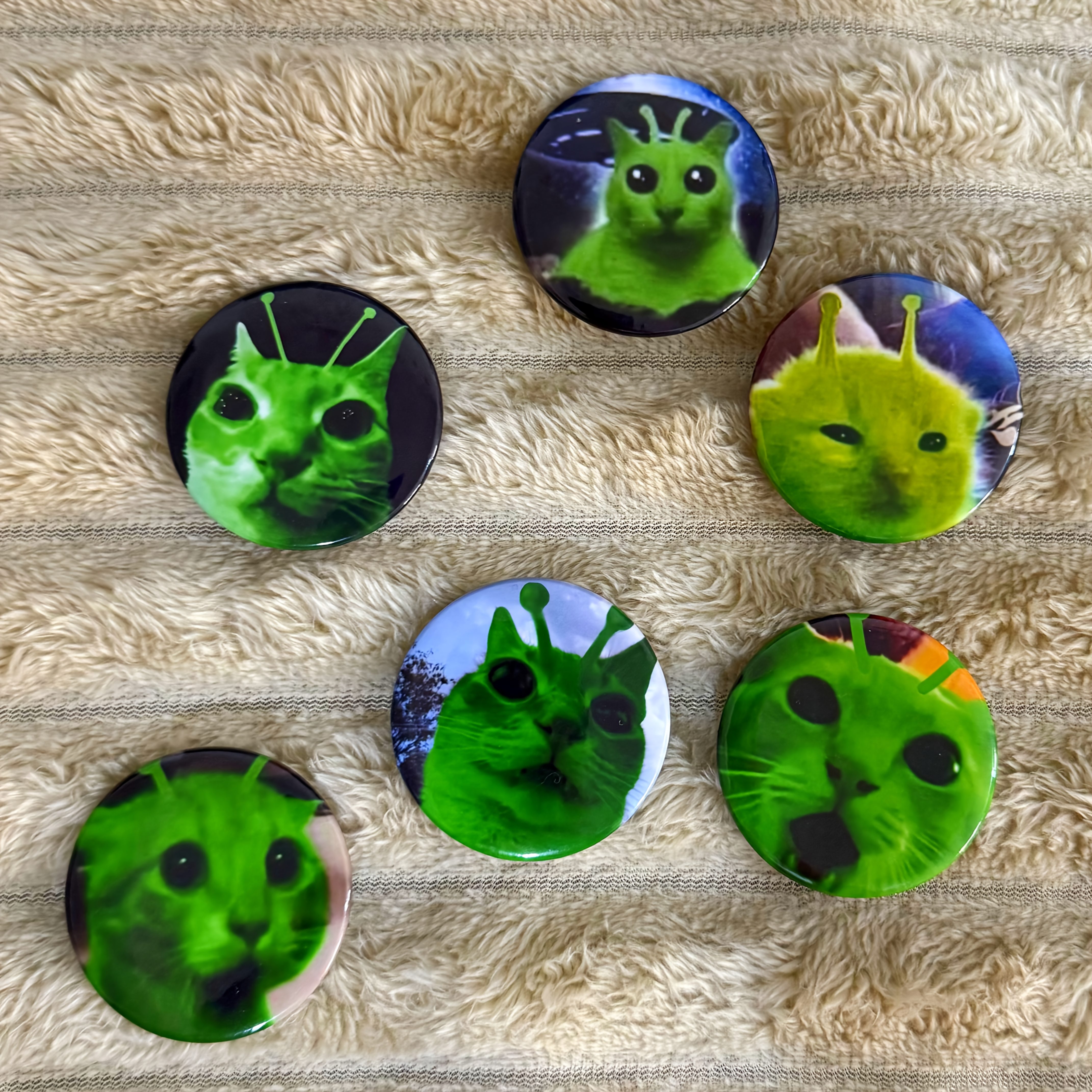 TEMU 6pcs Set Of Popular And Popular Brooches, Cute Cat Badge Brooch - Quirky Green Cat Brooch Suitable For Clothing, Hats, Backpacks - Fashionable