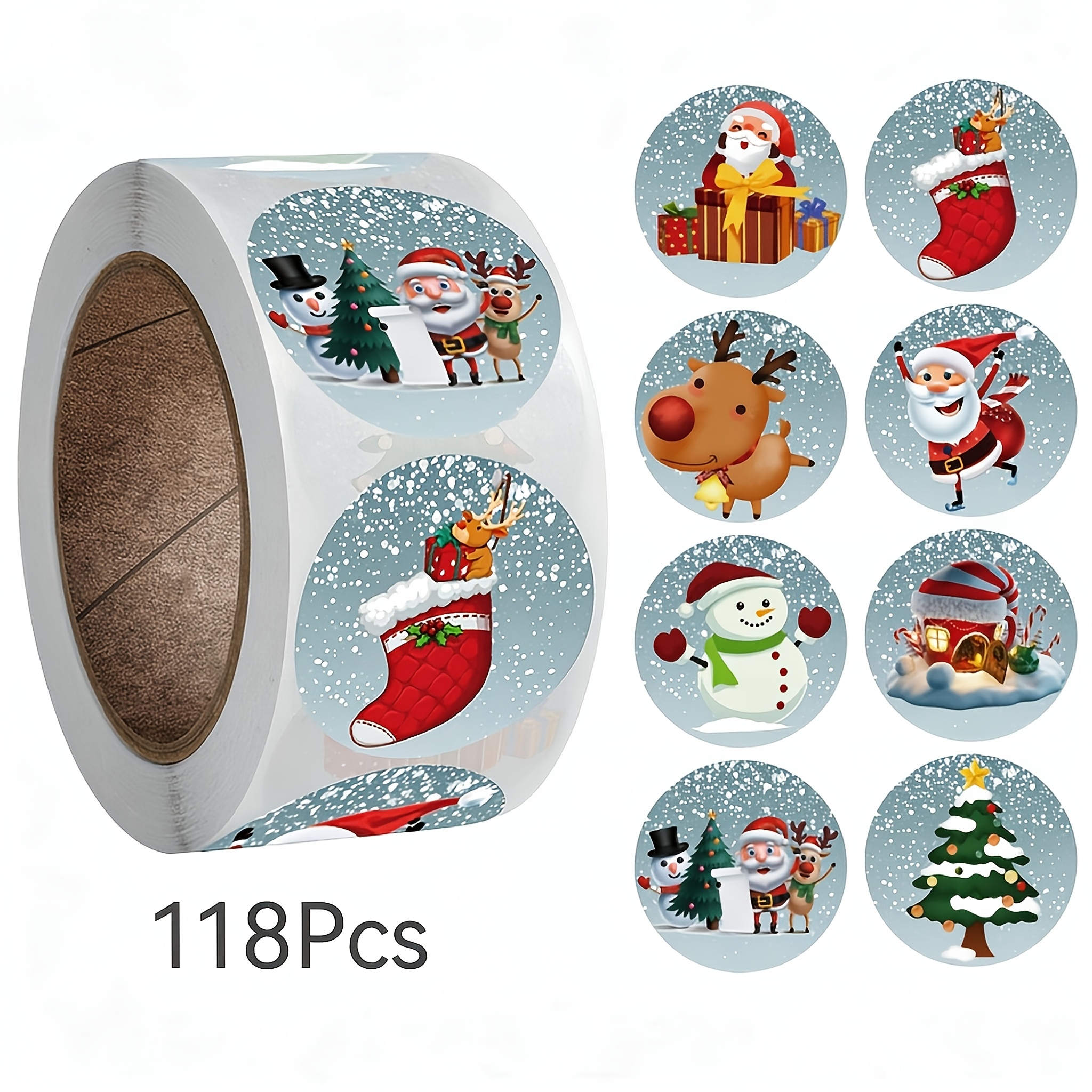 TEMU 118 pezzi/Rotoli di adesivi serie regalo decorazioni natalizie, etichette per confezioni regalo