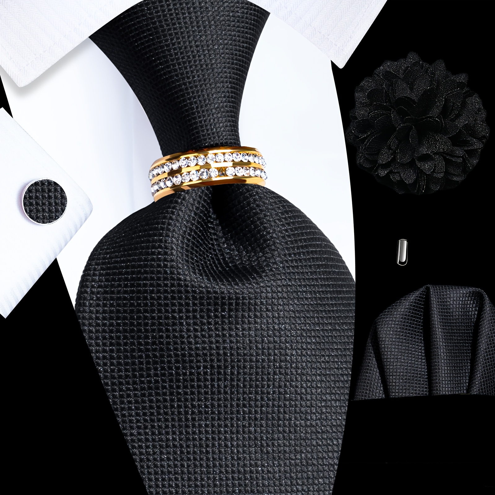 Ensemble de cravate noire unie -80+19