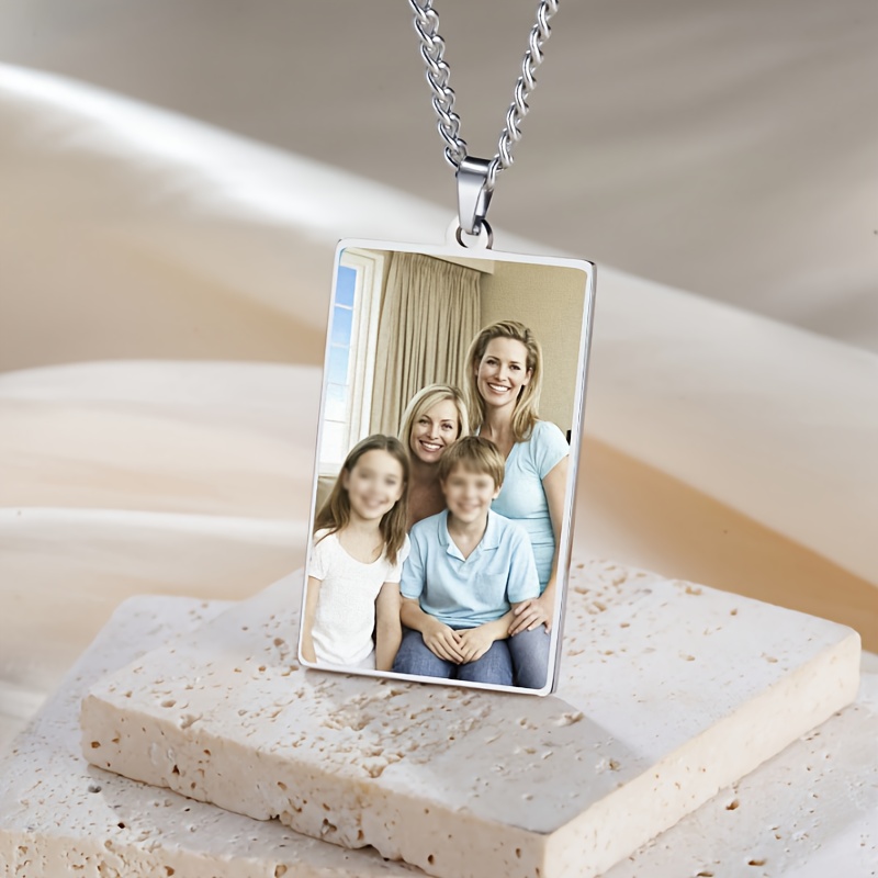 Customizable 18K Plated Photo Square Pendant Necklace