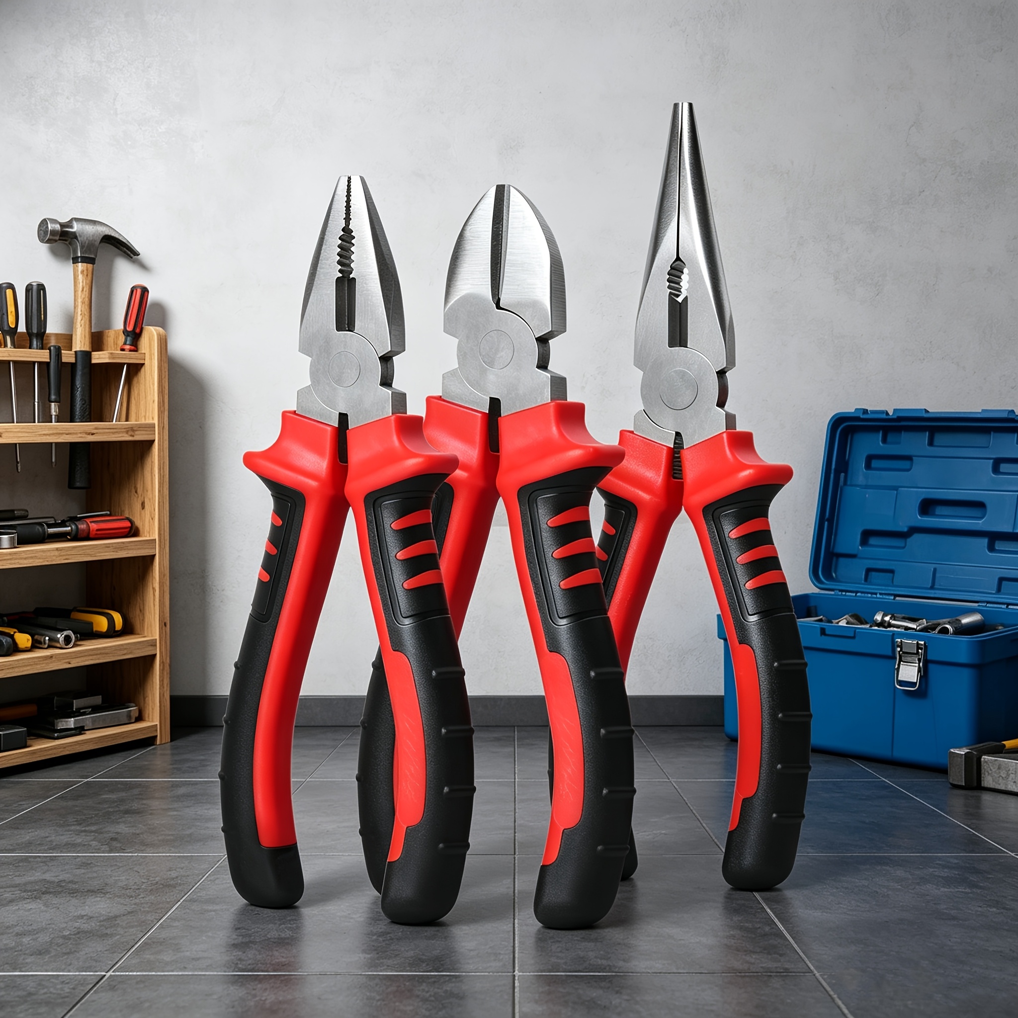 TEMU 3pcs 6-inch Wire Cutter, Diagonal Pliers, Needle-nose Pliers, Industrial Heavy-duty Locking Pliers, High-hardness Precision Electrician's Pliers