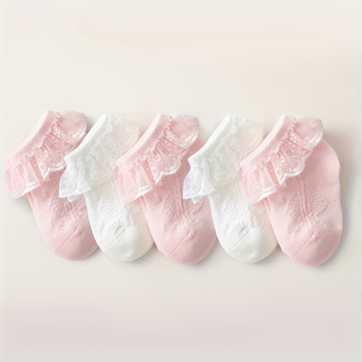 E-shop 5 Paar Kindersocken, koreanische Version, Spitzen- Spitzensocken für Mädchen, einfache kurze Alltagssocken – mit weicher Rüschenspitze, geeignet