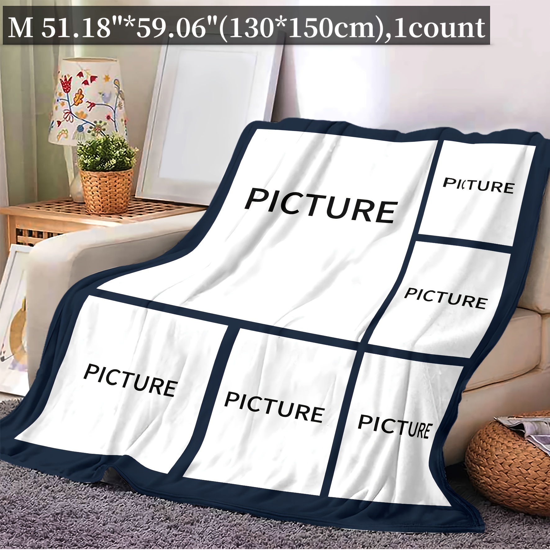 E-shop 1 personalisierte Flanelldecke mit individuellem Bild, weicher bequemer Flanellschal, geeignet für Schlafzimmer, Büroschlaf, Freizeit im Freien,