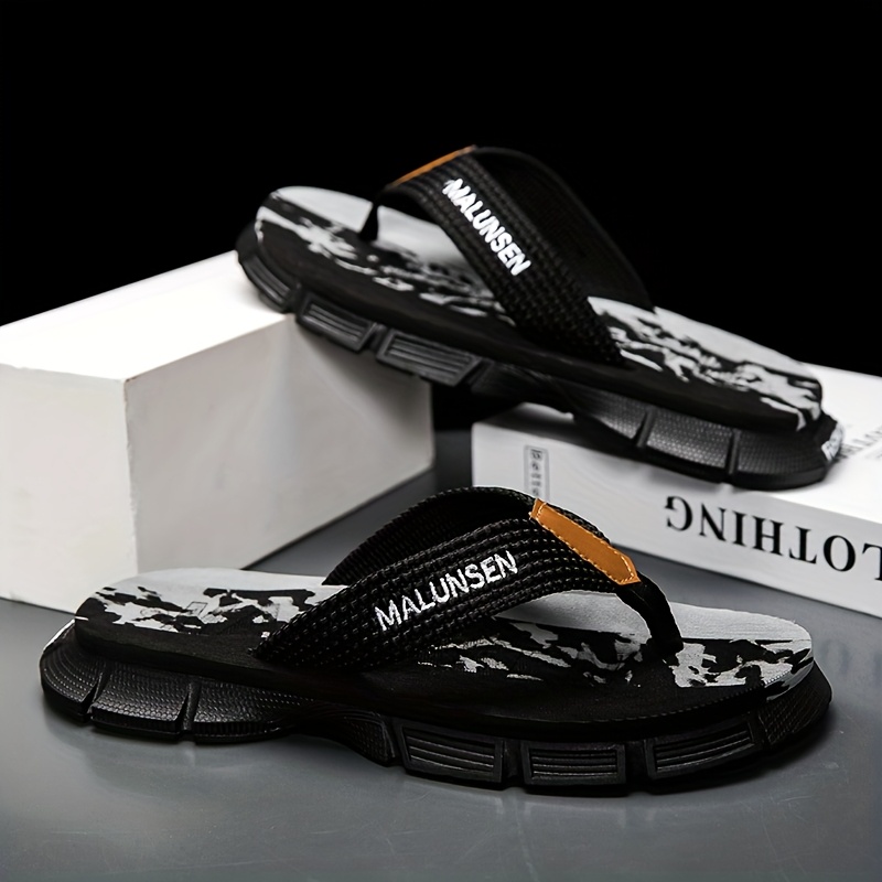 mens fashion flip flops summer non slip thong sandals with thick soft sole comfortable for daily wear beach   black white striped design eva material   outdoor activities beach footwear striped flipflops eva sandals Product details 8