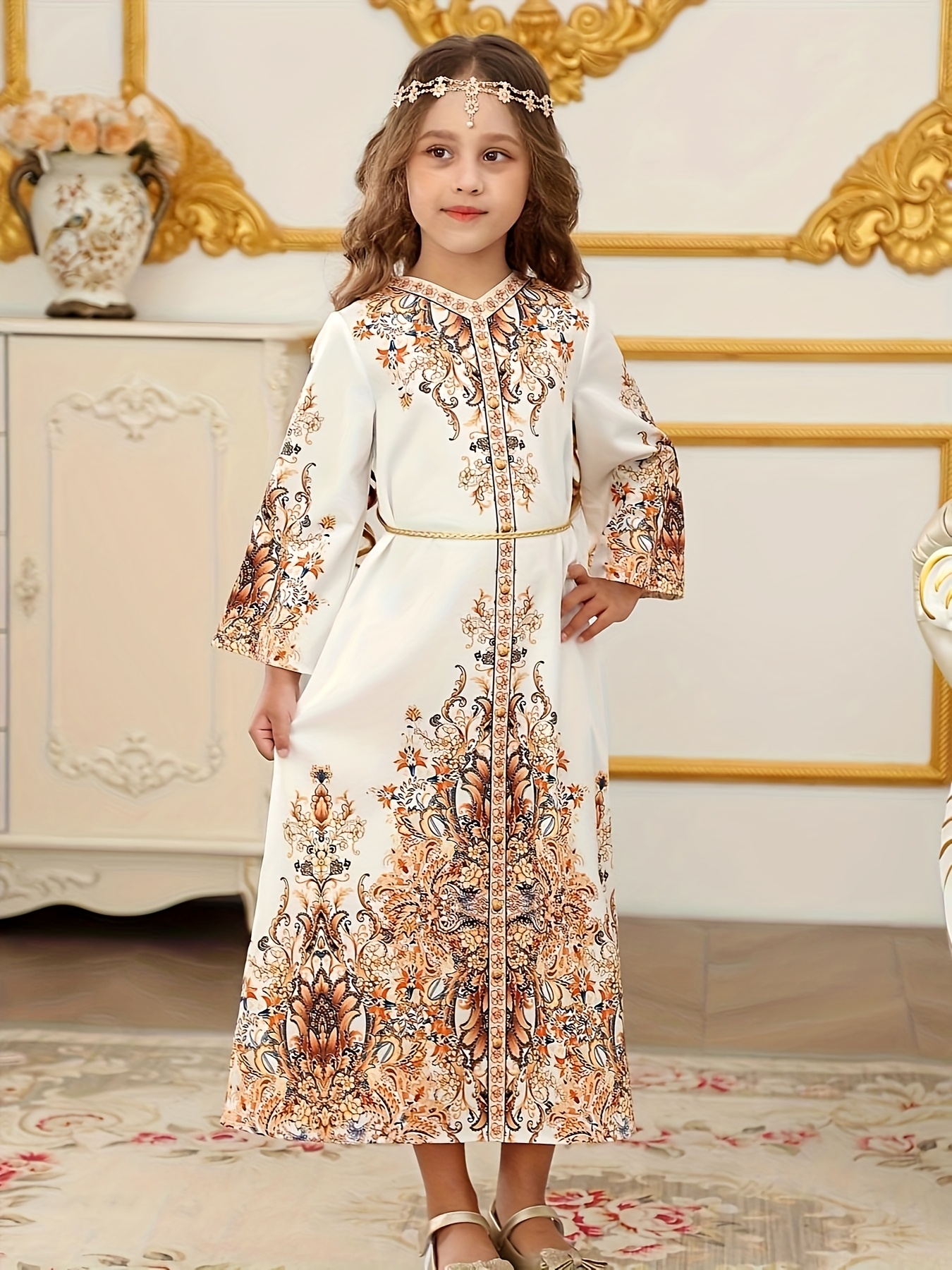 Girl Arabian Dresses For Sale Middle East Arabic Moroccan Print Kaftan Dresses Women's Suit Evening Dresses