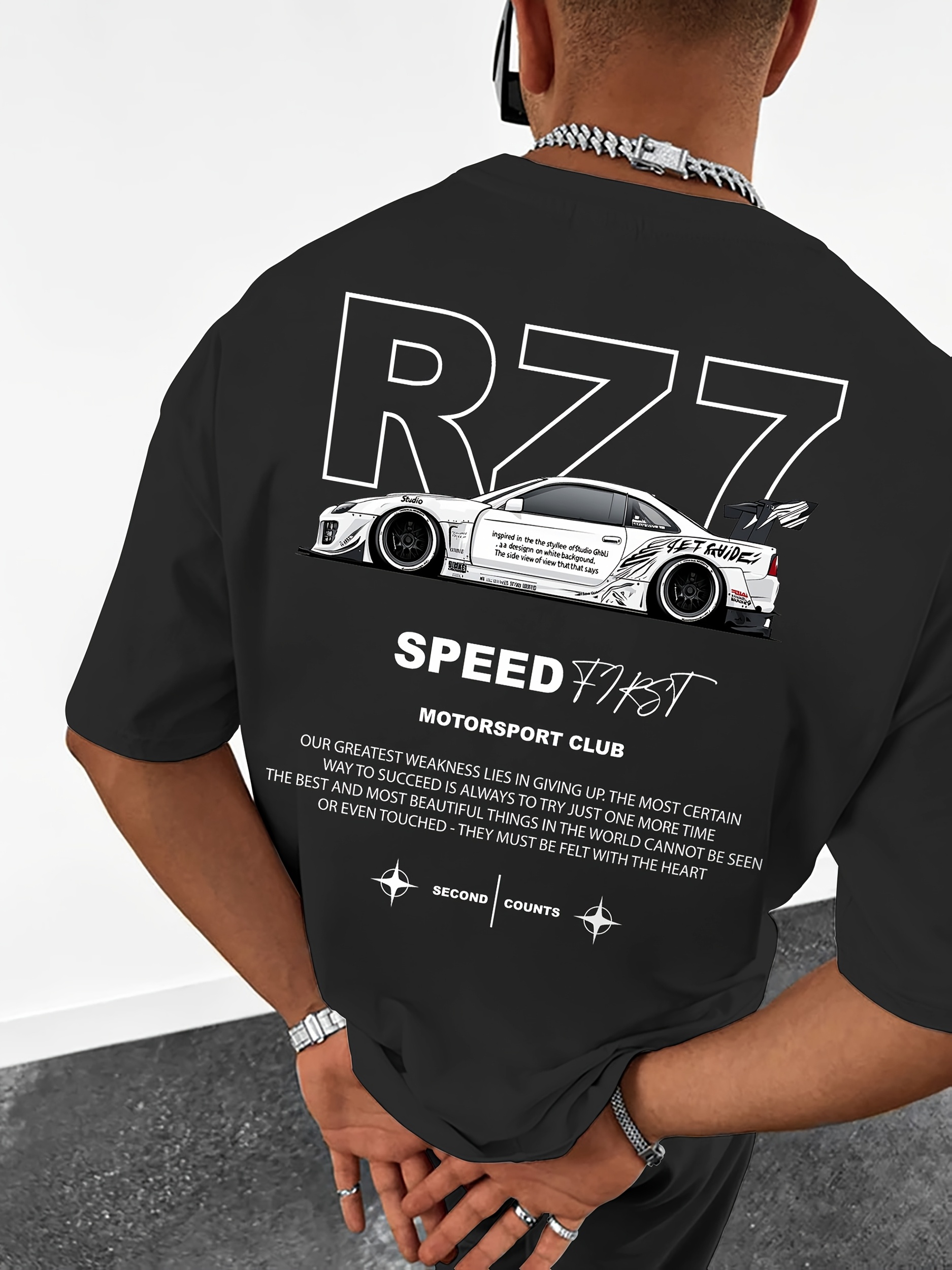 Car Service&KOWGA Lサイズ　Graphic Tee women's casual t shirt vibrant pink racing car graphic print