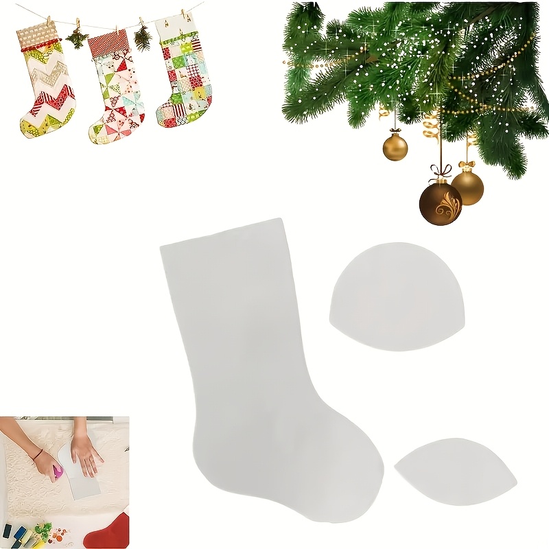 TEMU 1 Set Of Christmas Stocking Templates, Pet Sewing Templates, Transparent Christmas Stocking Sewing And Knitting Molds, Christmas Stocking Sewing