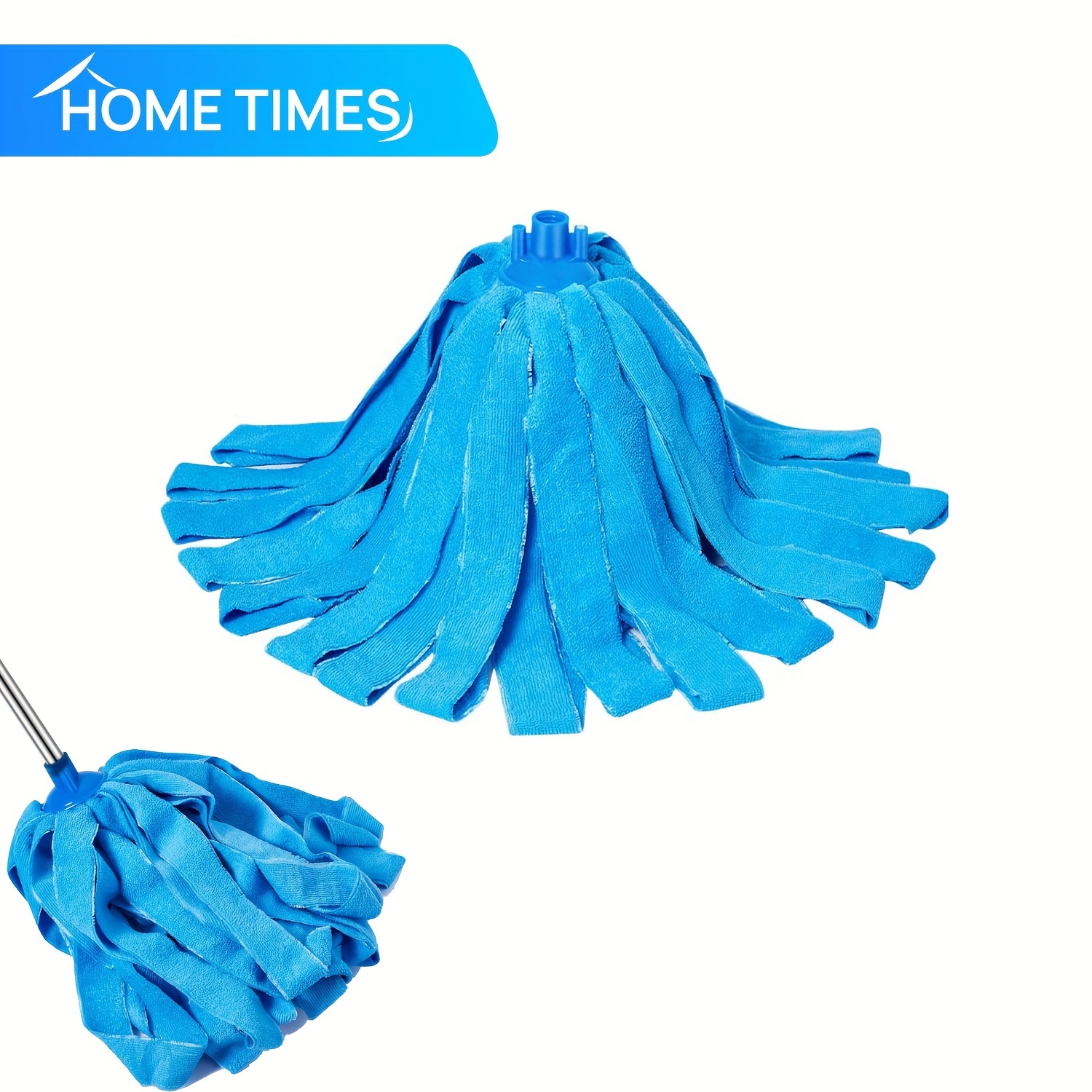 

Home Times 1-piece Blue Microfiber Mop Head Refill - Fits 0.8" Handles, Deep Cleaning, Machine Washable, Compatible With & More - Essential Home Cleaning Accessory