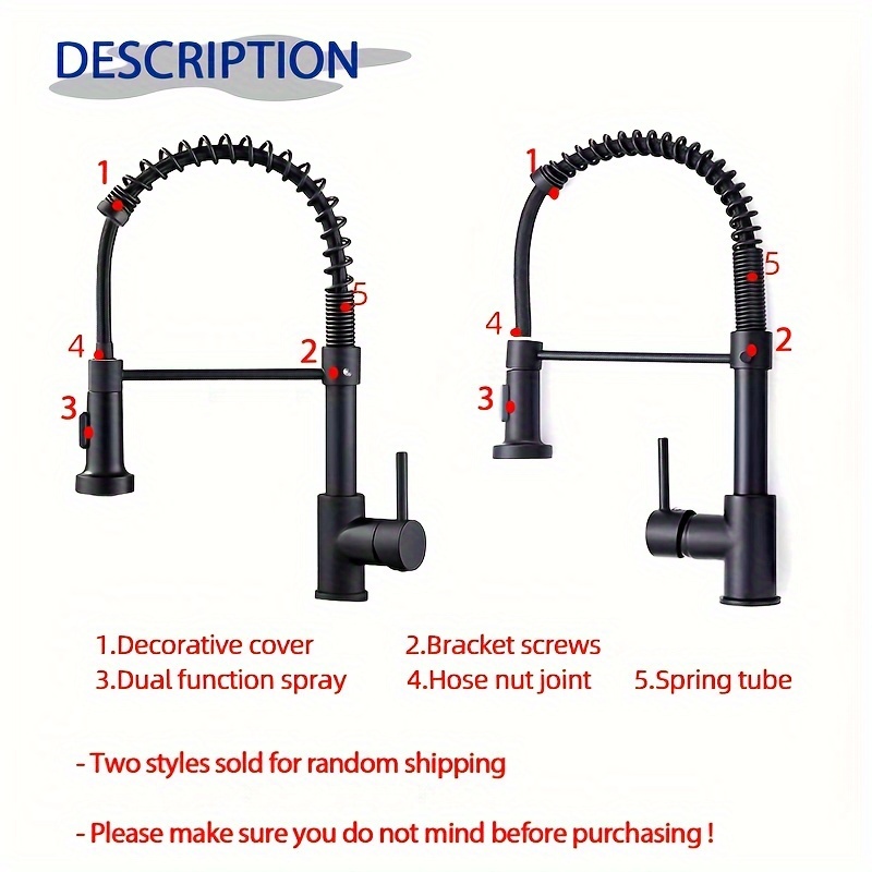 Kitchen Pull Spring Sink Faucet 360 Rotation Hot Cold Mixer - Temu