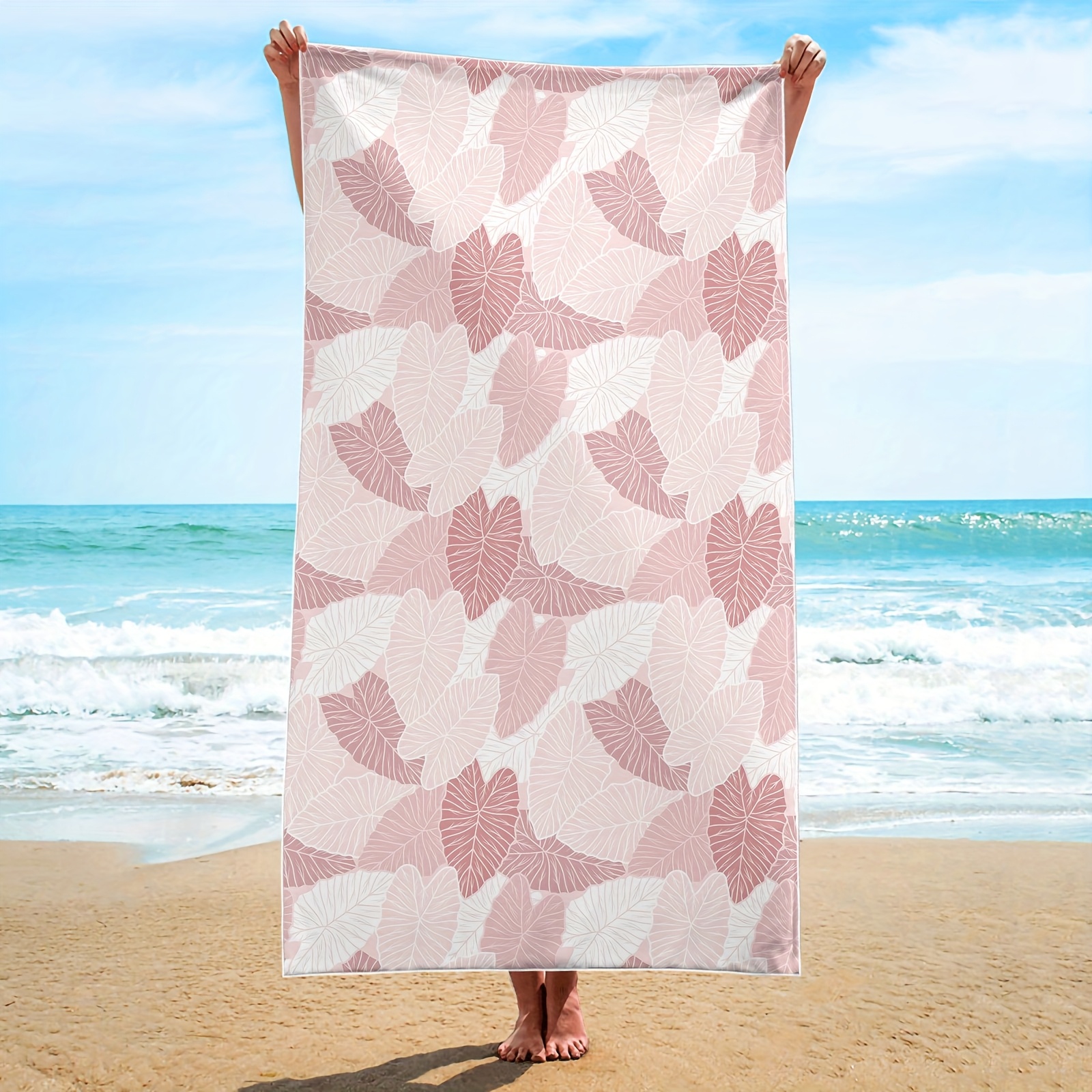 

Large Leaf Golf Towel - Quick-dry, Sand-free & Lightweight, Microfiber, 350gsm - Ideal For Beach, Pool, Travel & Camping With Contemporary Leaf Pattern