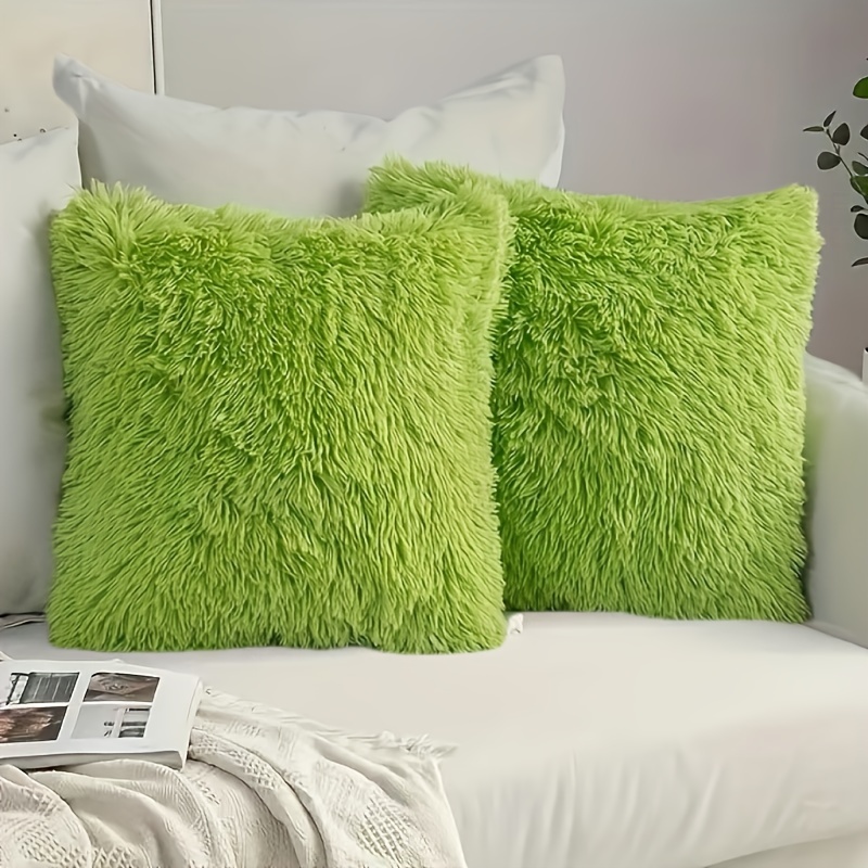 

2 Pcs Housse De Coussin Moelleuse De Luxe Ensemble De Couvre-oreillers Doux Et Décoratifs En Peluche De Luxe Pour Coussin De Noël Canapé-lit Chambre À Coucher Maison 16x16 Pouces