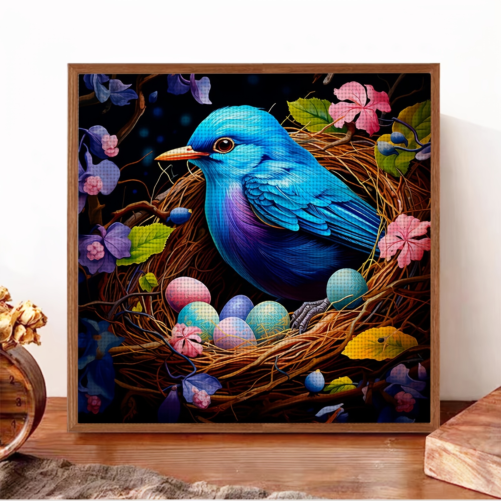 Frameless 11CT/14CT Printed Cross Stitch DIY Kit, Blue Bird Design