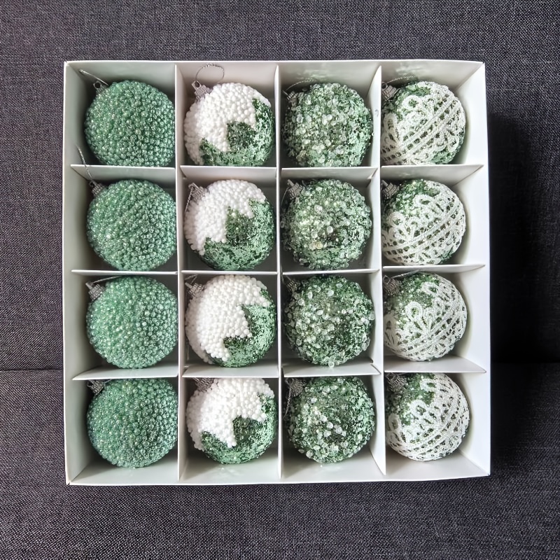 TEMU Exquisite Christmas Ball Gift Box Packaging 6cm/16pcs, Suitable For Christmas Tree Decoration Hanging, Birthday Parties, Gatherings, Holiday