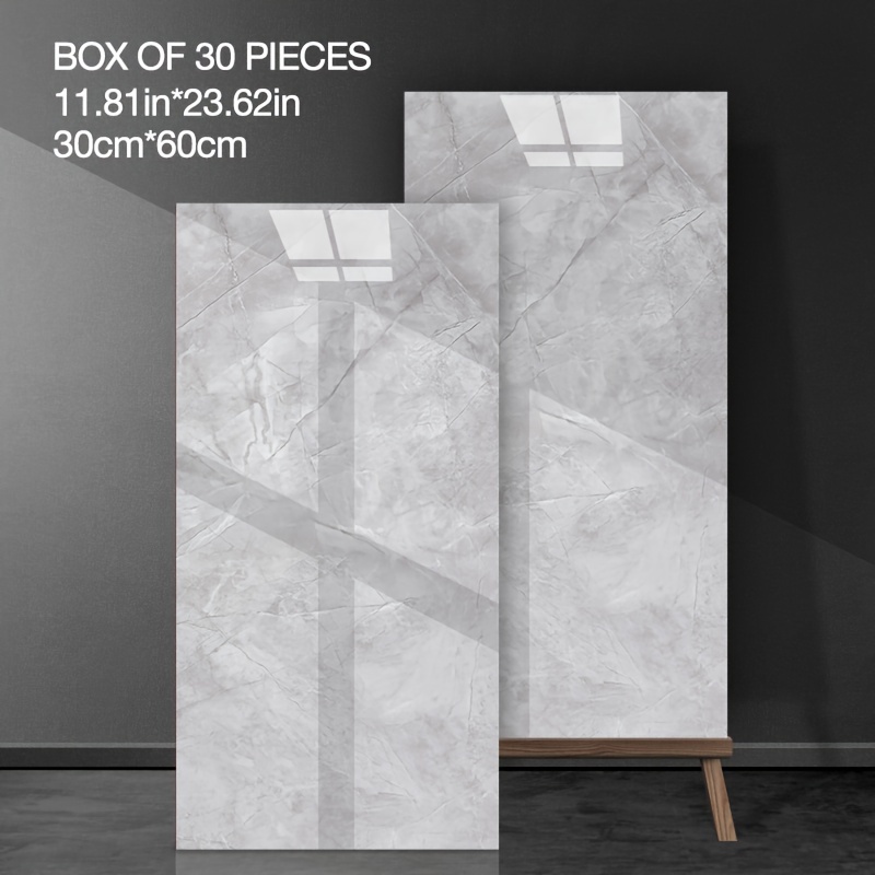 Image of Self-adhesive Waterproof Marble Tile Wallpaper - Thick Luxury Vinyl /ceiling Cover Suitable For Bathrooms, Kitchens, Living Rooms, Bedrooms - Easy -to-fit Installation