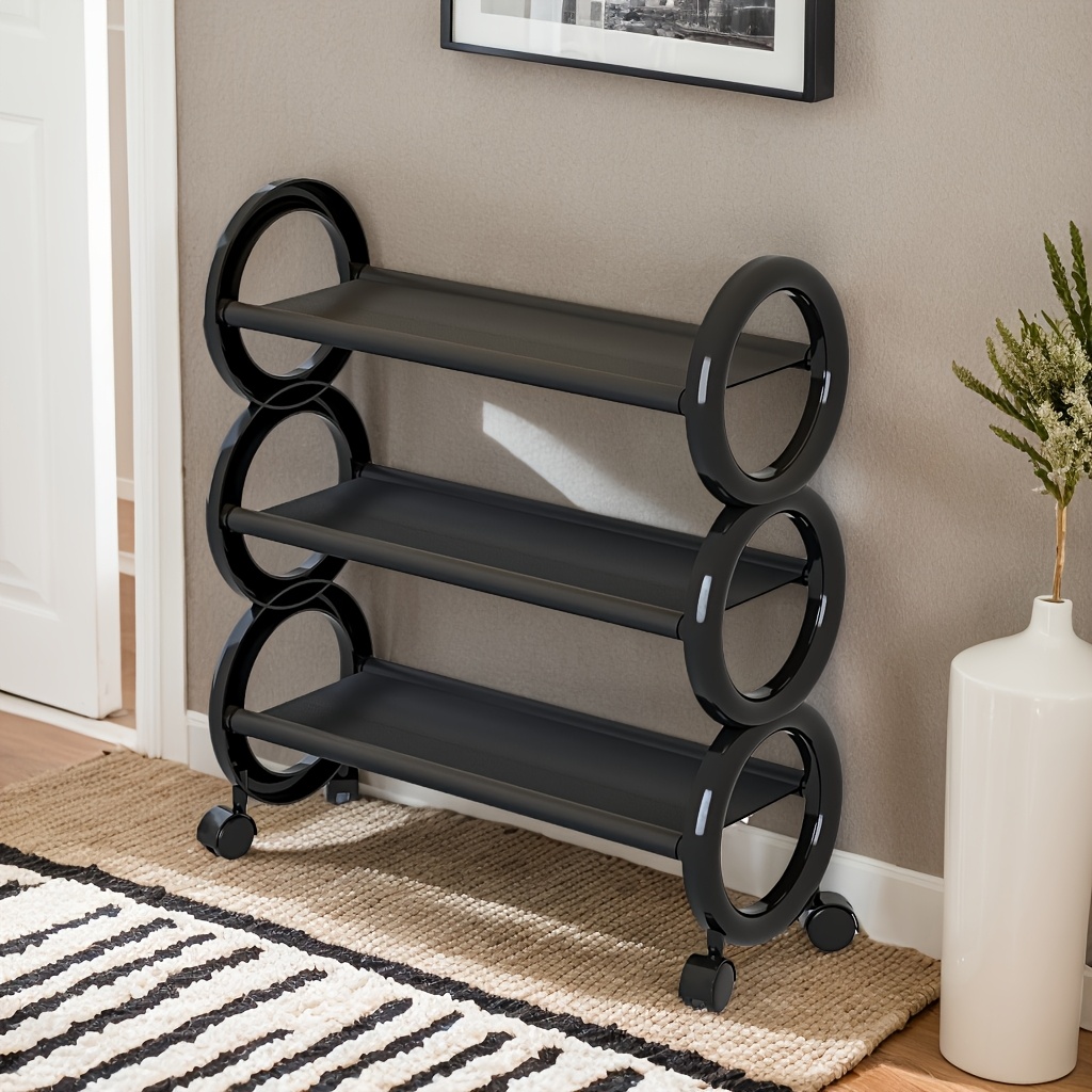 3-Tier Rotating Shoe Rack with 360° Swivel Wheels