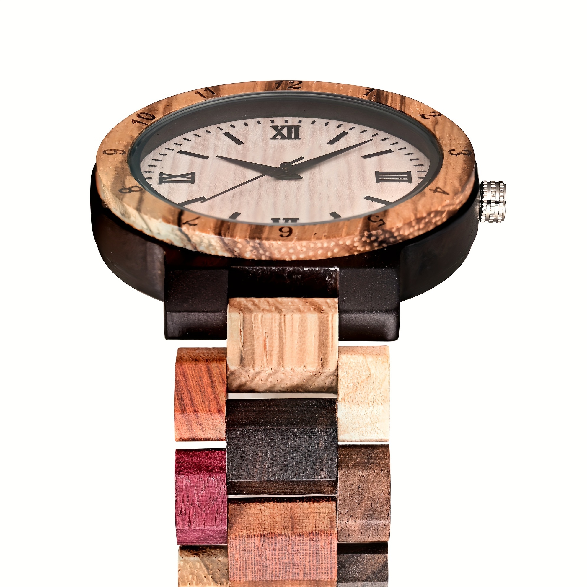 reloj de madera lujo para hombres tjw esfera 46mm multicolor