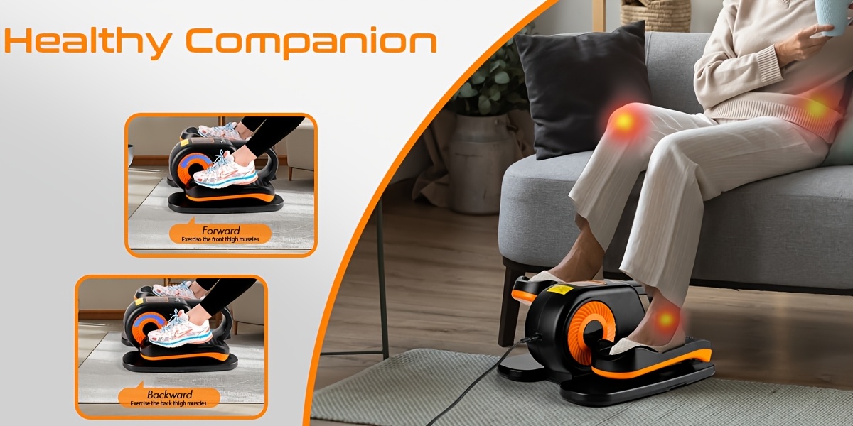 Zakle Under Desk Elliptical Machine, Elliptical Leg Exerciser W/Remote Control & 12 Adjustable Speeds, No-Installation Electric Seated Pedal Exerciser, Elliptical Training Machine 02, Without Battery