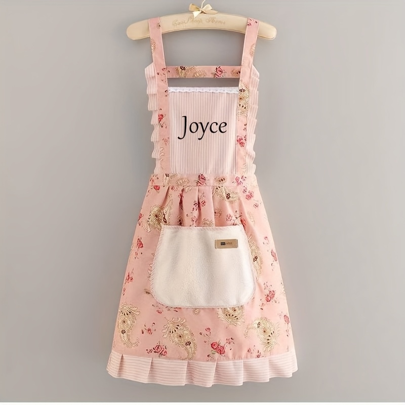 TEMU Grembiule Personalizzato con Testo, Tre Opzioni di , Grembiule Elegante da Donna, a Balze, Lavabile, per Casa, Uniforme da Lavoro Femminile,