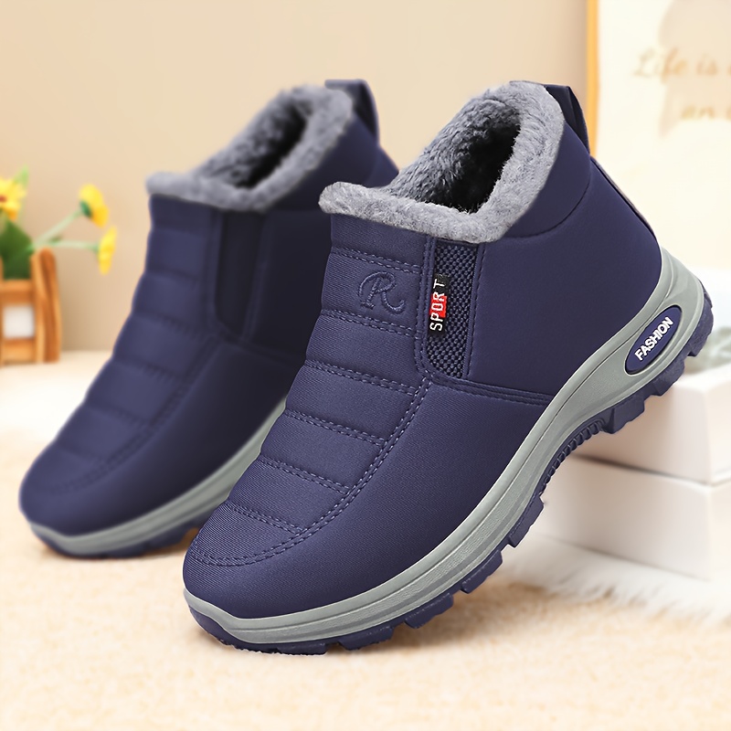mens winter footwear featuring warm fleece lining non slip ankle design and plush   ideal for outdoor hiking and trekking Product details 7