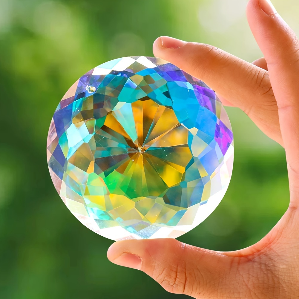 90mm AB Color Hanging Crystal Prism Pendant – Faceted Teardrop Chandelier Decor For Home, Garden, Wedding & Christmas Tree