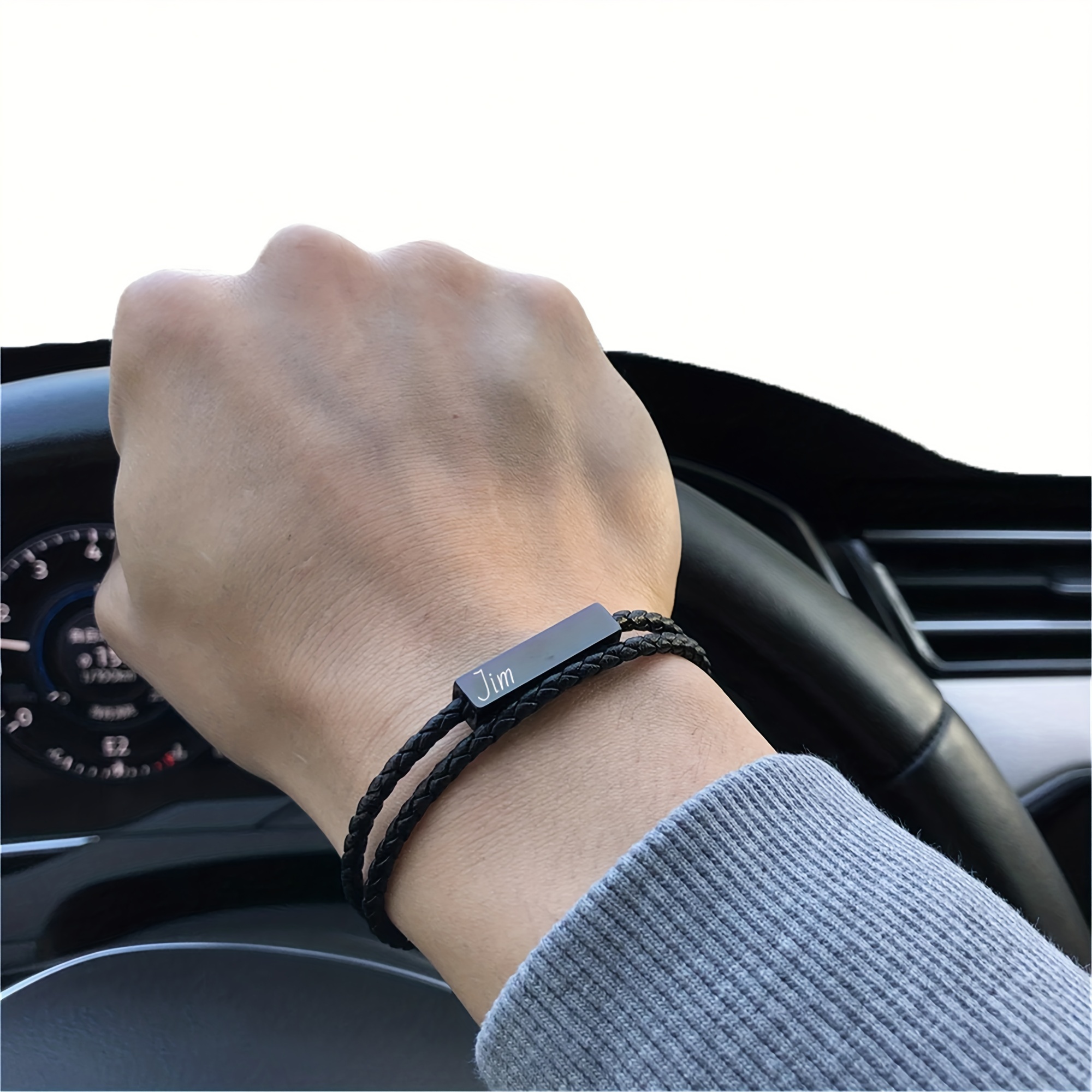 E-shop Herren Manschettenarmband, individuell graviertes Säulenarmband, personalisierter Name, Buchstabe,