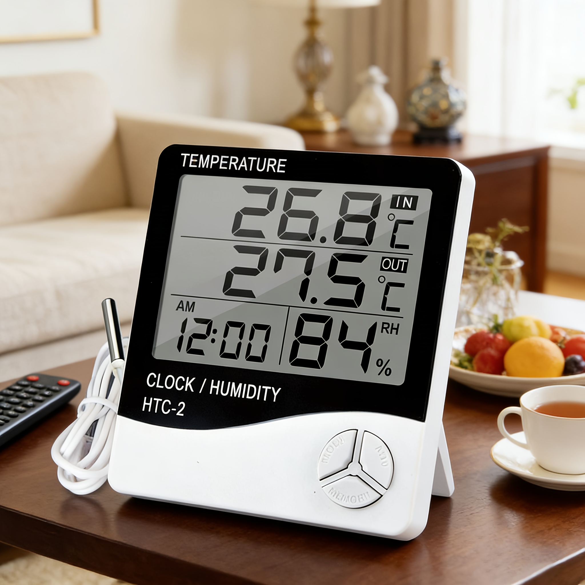indoor thermometer hygrometer lcd electronic digital thermometer hygrometer for home use with clock crawling space thermometer refrigerator thermometer batteries not included