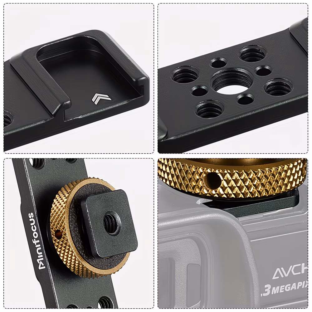 supporto per flash con attacco a , di prolunga 3-in-1 in di alluminio, realizzata in di alluminio, adatta per fotocamere /sony/nikon come adattatore universale per flash, compatibile con microfoni, luci led , per il vlogging Dettagli dell'articolo 6