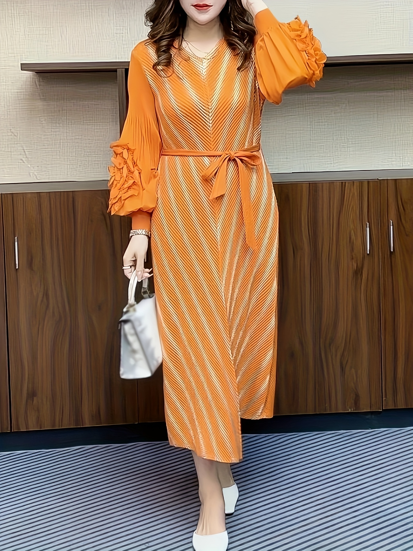 high end pleated loose fit v neck dress 2025 - Temu Mauritius