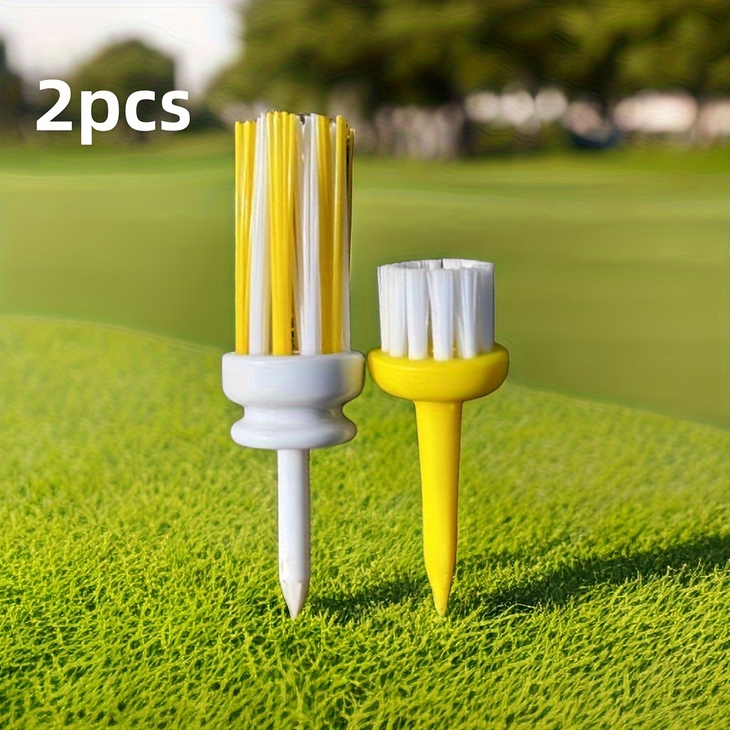 TEMU Ensemble de 2 tees de golf et une brosse de nettoyage pour clubs de golf, conçues pour la friction avec des poils similaires à une brosse. Ces