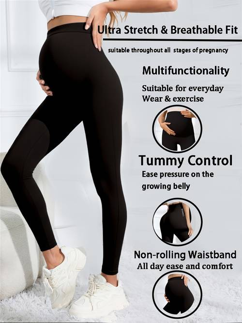 high waist yoga leggings elastic waist solid pattern lift pants sports maternity stretch leggings for pregnant