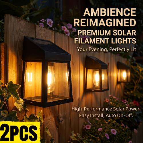 2pcs outdoor solar wall lights filament retro lamps ideal for villa lawn decoration private courtyard landscape fence lights hallway lighting