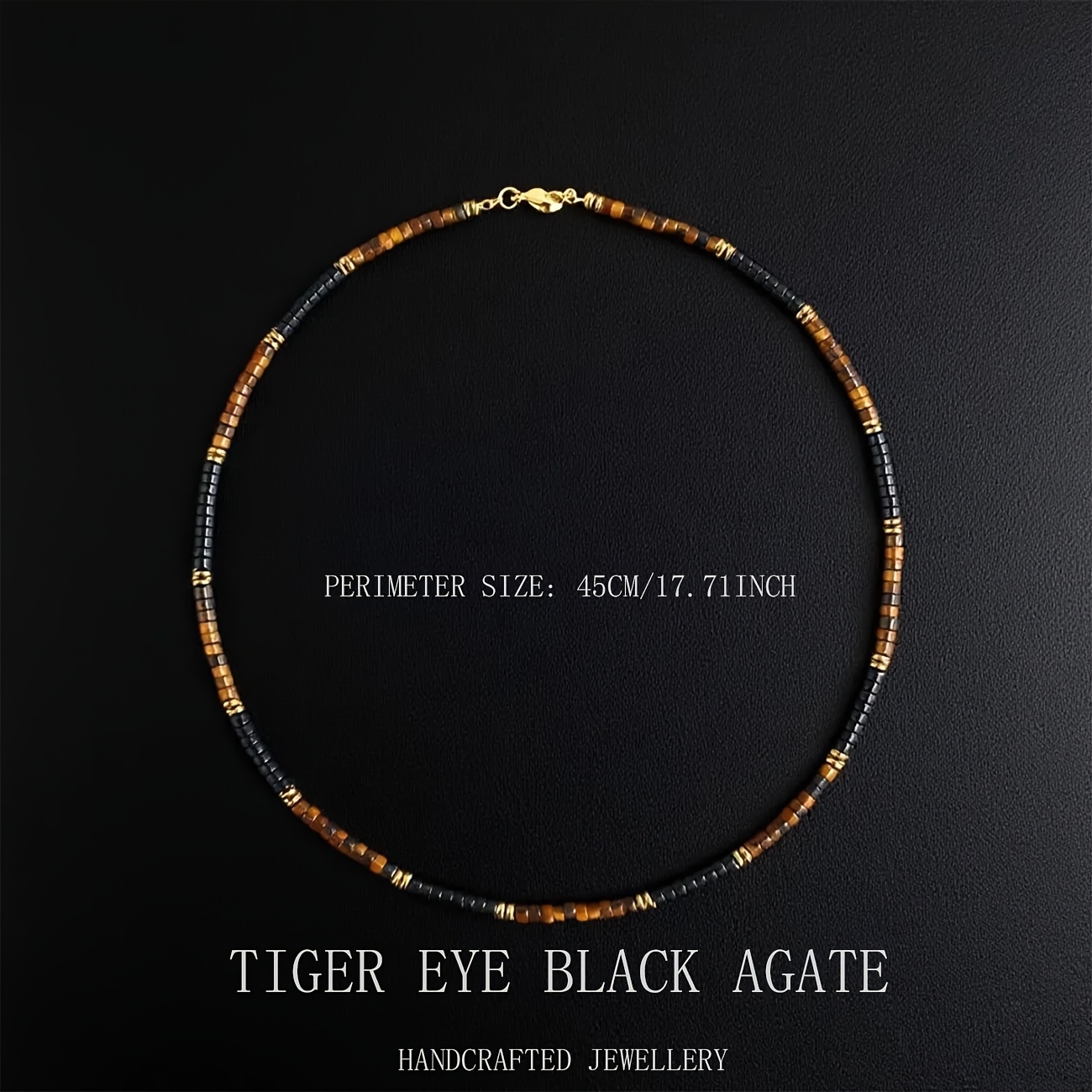Tiger's Eye & Black Agate Necklace, Strength and Courage Symbol