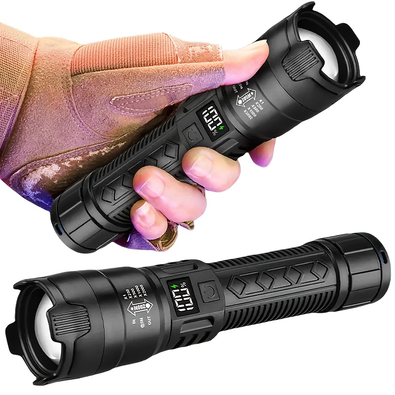 High-Capacity Rechargeable LED Flashlight with Tactical Zoom, Featuring a 1200Mah Built-In Battery, Ideal for Outdoor Emergencies, Fishing, And Camping.