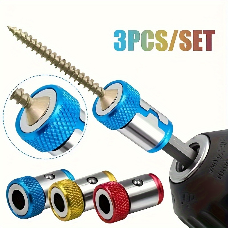 

3pcs Steel Magnetic Bit Holder Set - Round Head Alloy Electric Screwdriver Bit Head With Strong Non-slip Magnet Ring