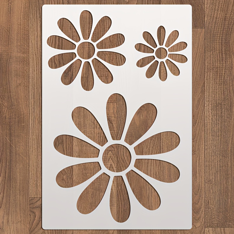 1pc Daisy Stencil, X 7.87 Inches, , Washable, Reusable Painting Template, Suitable For Painting Supplies, Art Supplies, Diy Crafts, Home Decor, Fabric, Doors And Windows, Picture Frames